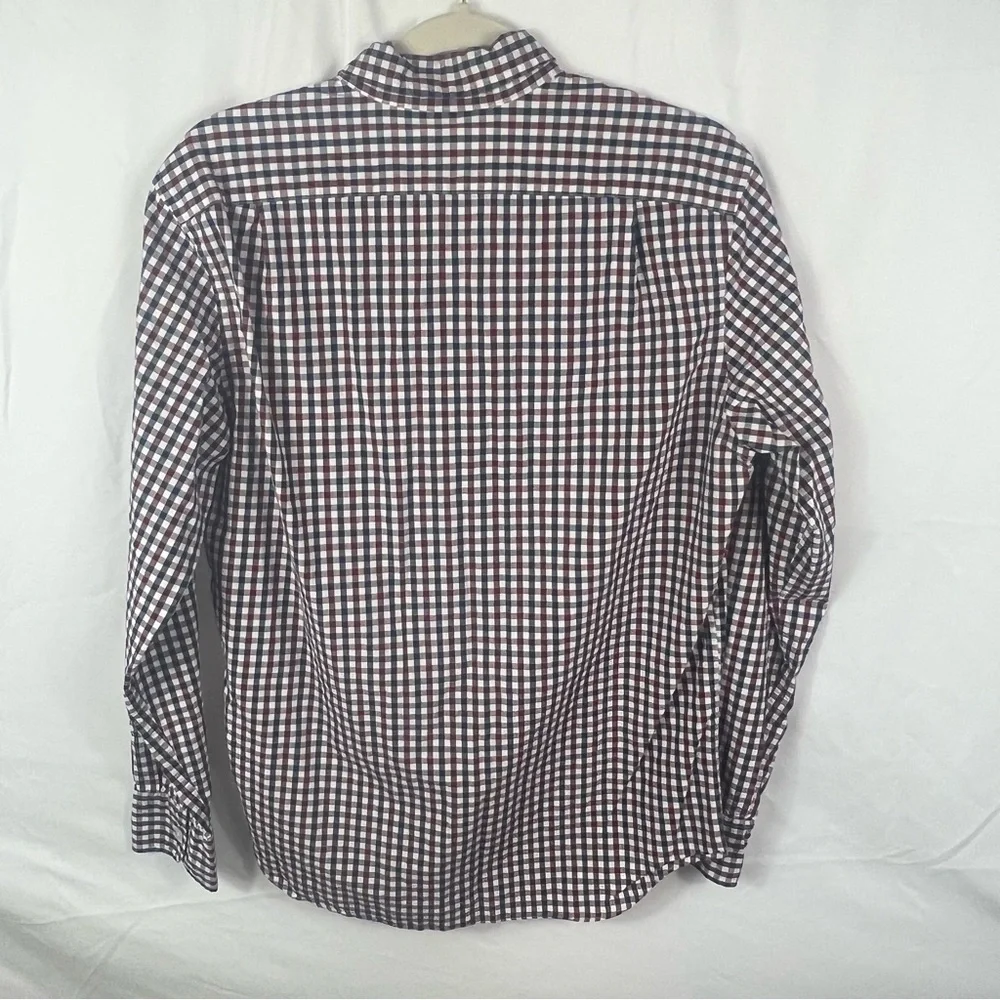 J. Crew Men's Burgundy and Navy Plaid Shirt